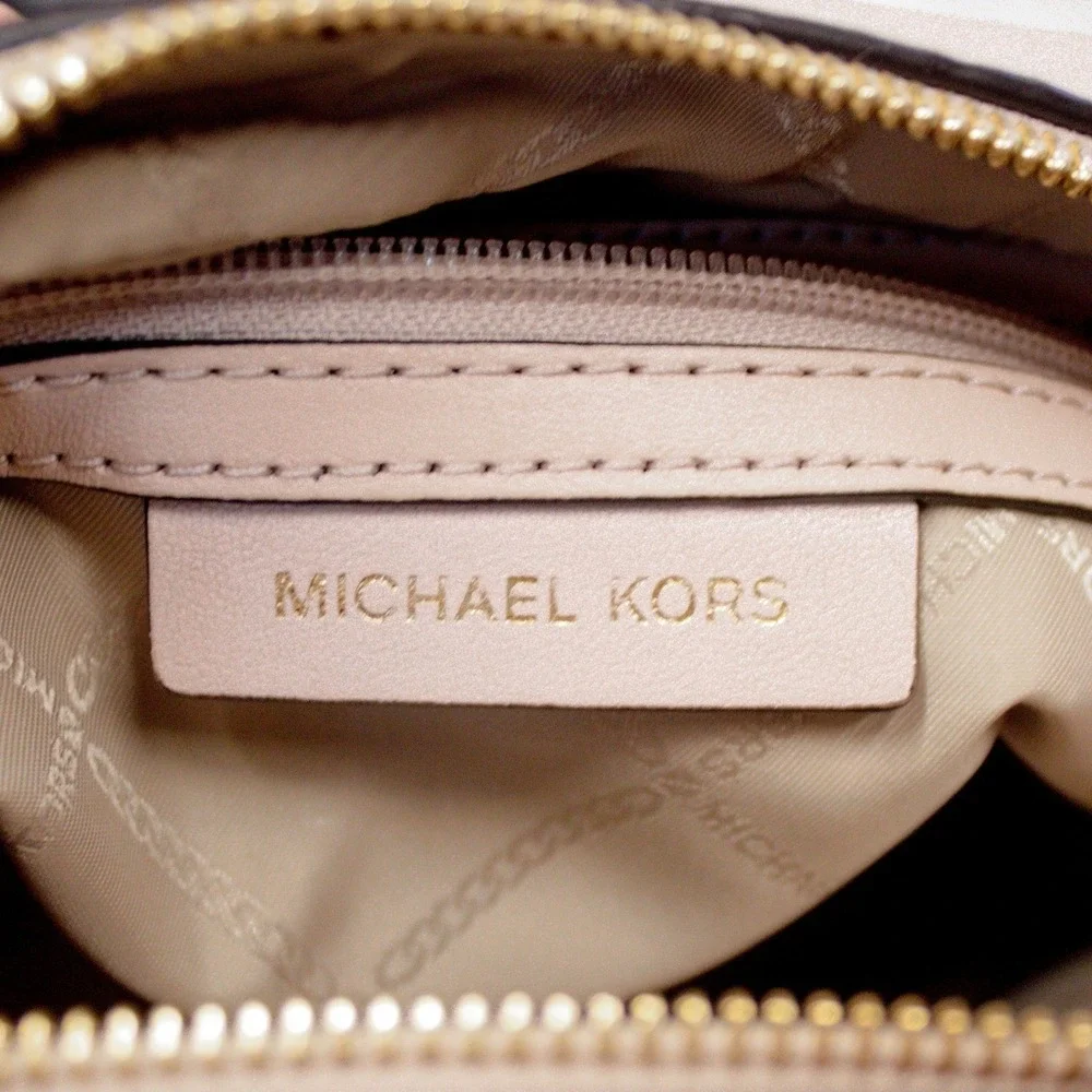 Michael Kors Quilted Floral Light Rose Gold Leather Camera Crossbody